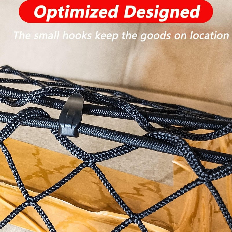 Leezhen Bed Cargo Net Compatible with 2015-2025 Ford F150, F250, F350 Trucks, Black, Polypropylene (PP) Material, ABS Hooks - Image 3